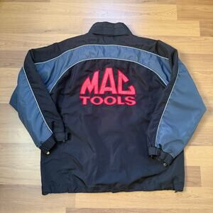 Men's Mac Tools Black Red Gray Zip Up Windbreaker Work Wear Shell Jacket Sz XL
